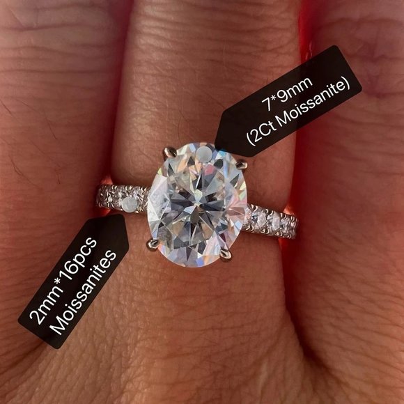 Certified 2.48ct. t.w. Moissanite Diamond Oval Engagement Ring NEW - Picture 13 of 16